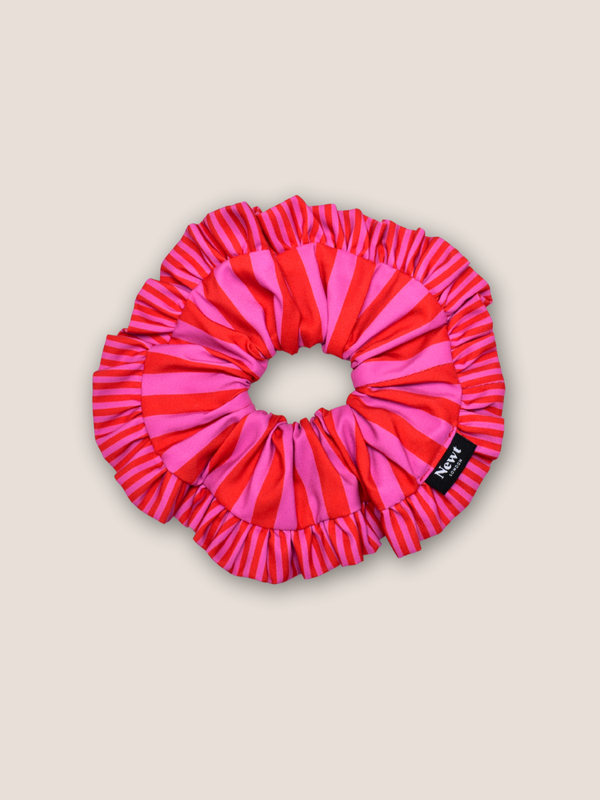 Swirl Scrunchie – Pink and Red Stripe