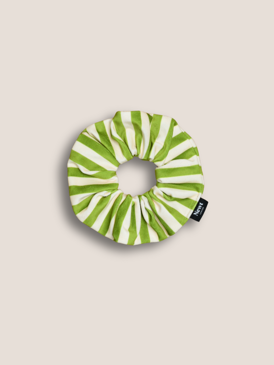 Icon Velvet Scrunchie Green Stripe