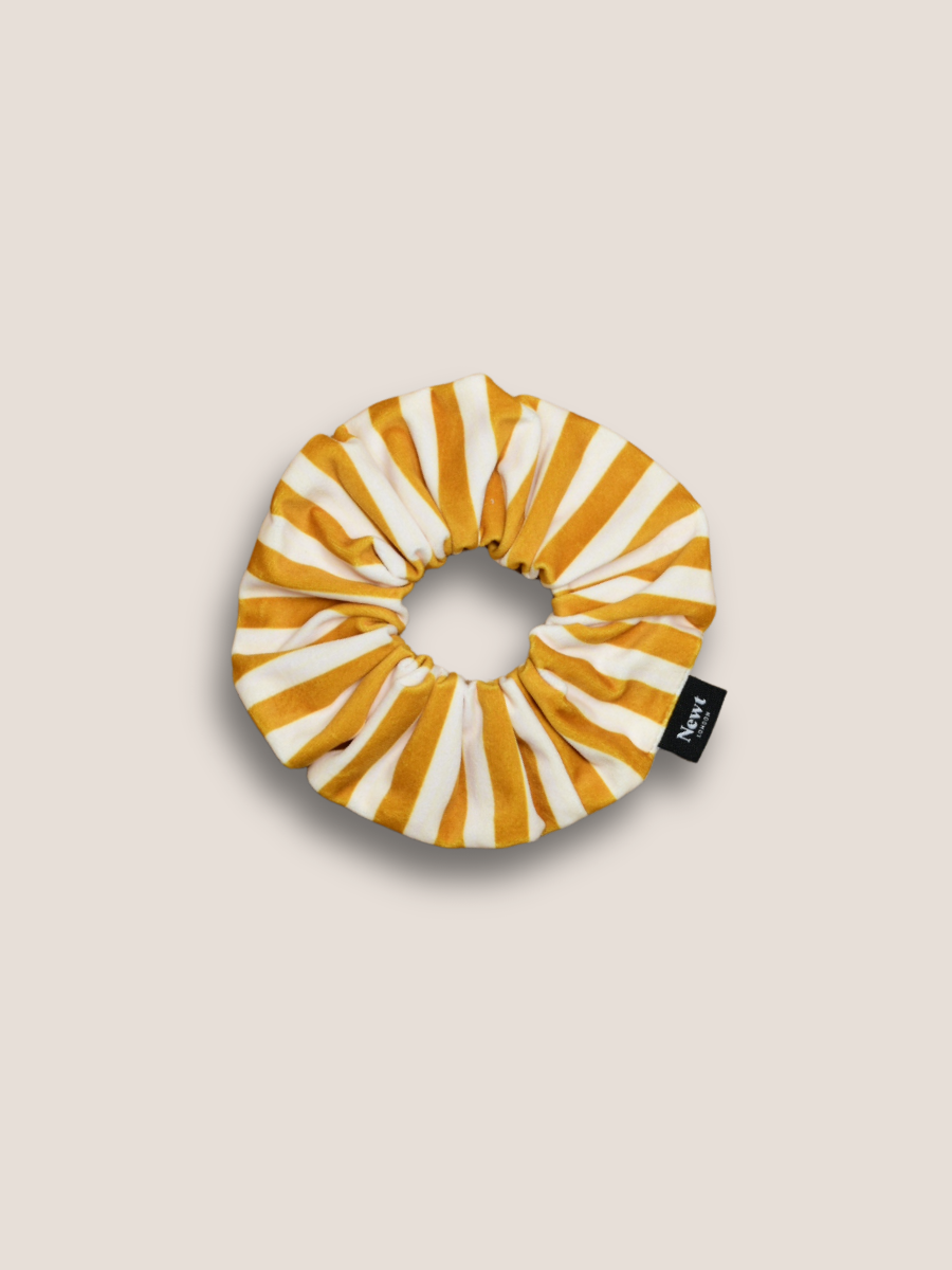 Icon Velvet Scrunchie Yellow Stripe