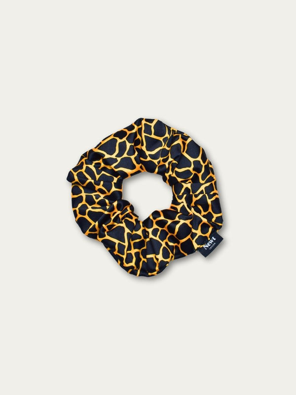 Mosaic Print Black and Gold Hair Scrunchie