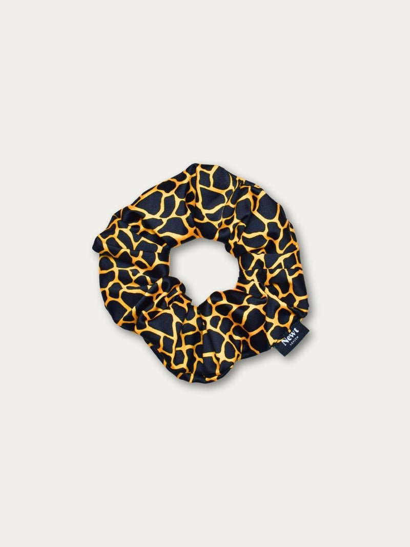 Mosaic Print Black and Gold Hair Scrunchie