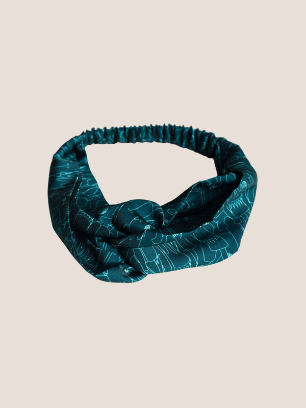 Tiny Dancers Print Green Twist Knot Headband