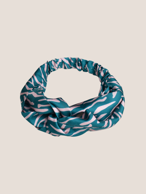 Green Shima Print Twist Knot Headband