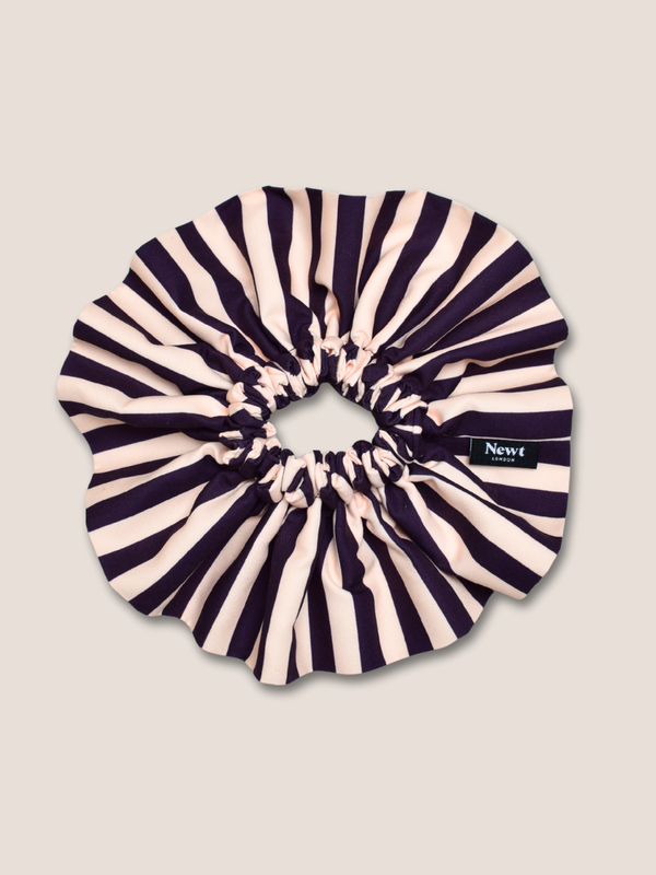 Halo Scrunchie – Aubergine and Cream Wide Stripe