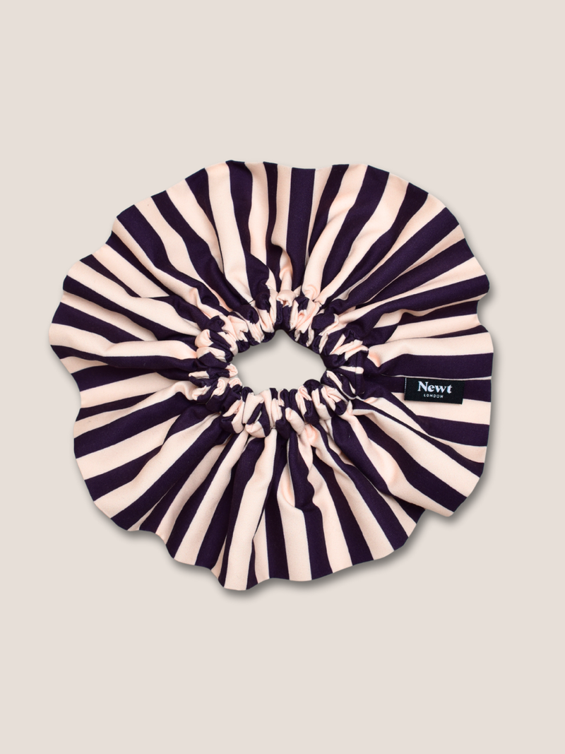 Halo Scrunchie – Aubergine and Cream Wide Stripe