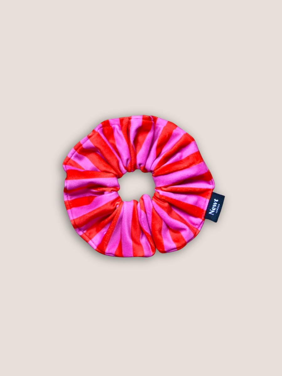 Icon Velvet Scrunchie – Pink Stripe