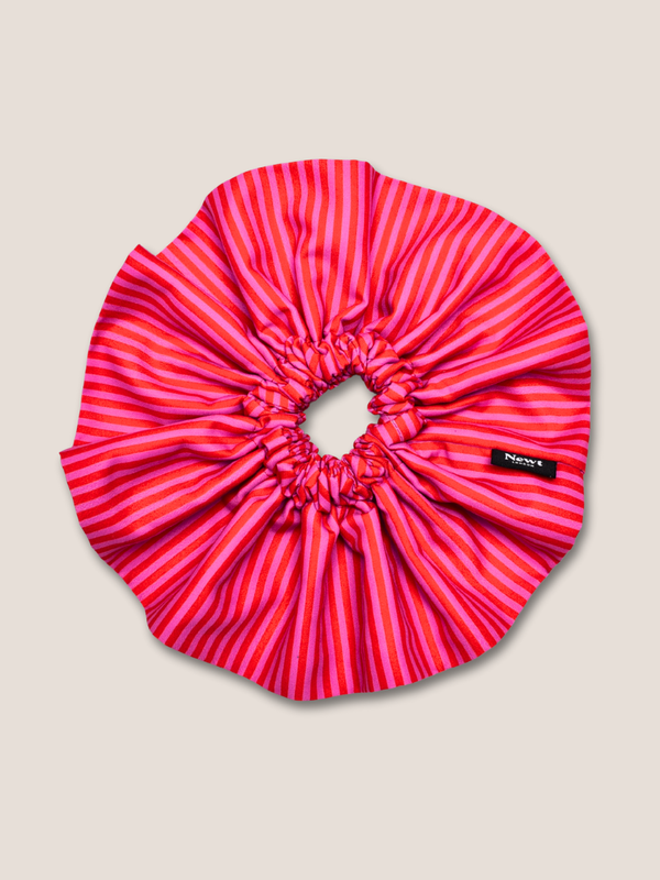 Halo Scrunchie – Red and Pink Stripe