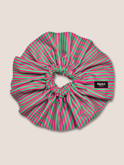 Halo Scrunchie – Green and Pink Stripe