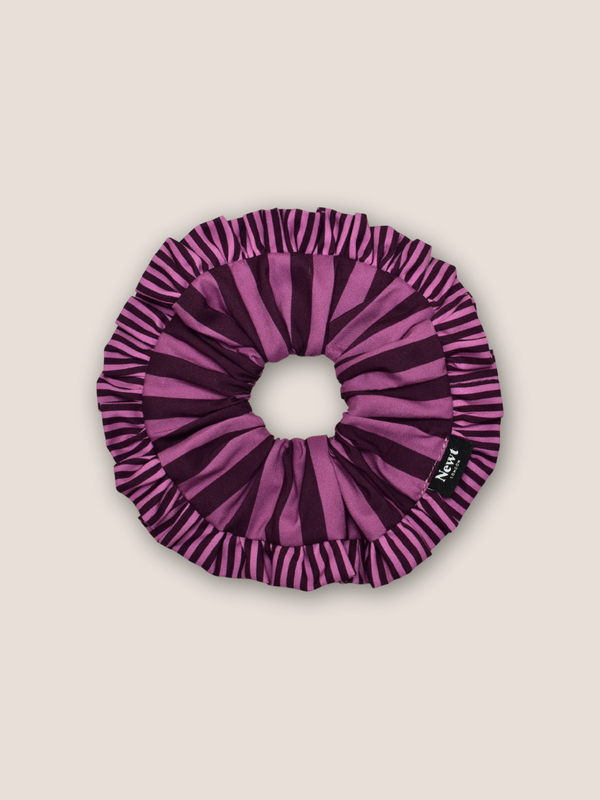 Swirl Scrunchie in 2-tone Purple Stripe