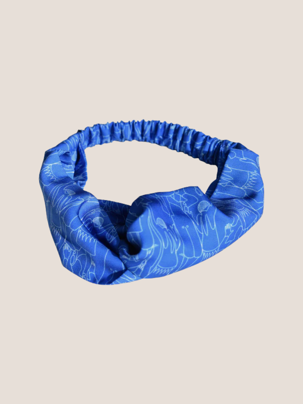 Tiny Dancers Print Blue Twist Knot Headband