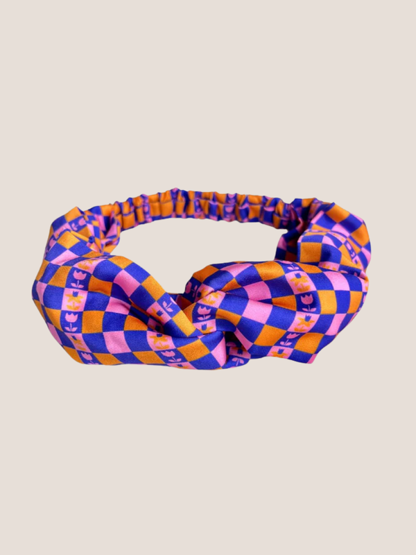 Caissa Turban Headband Purple and Orange