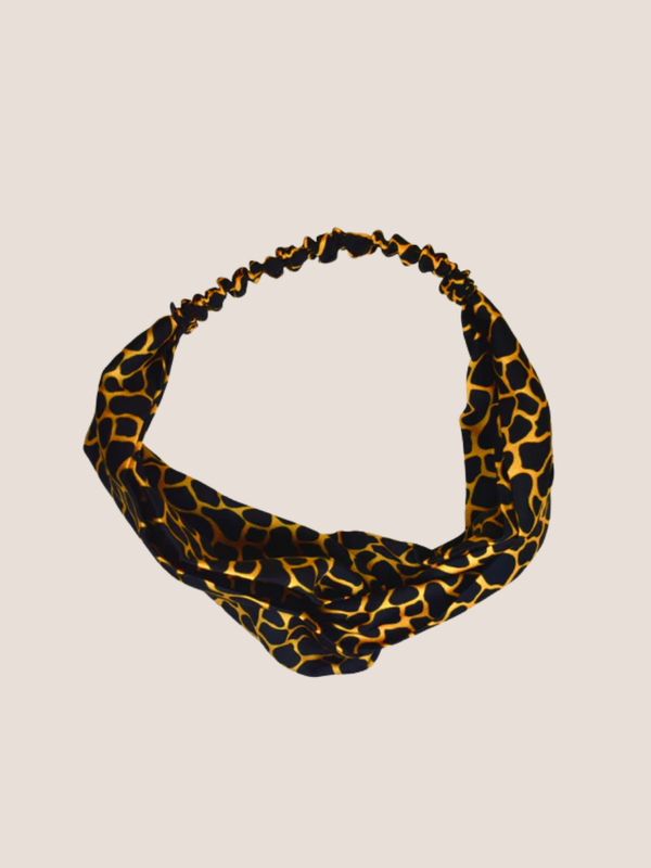 Mosaic Print Black and Gold Twist Knot Headband