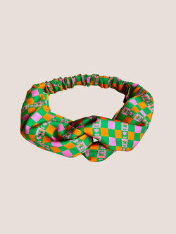 Caissa Turban Headband Green and Orange