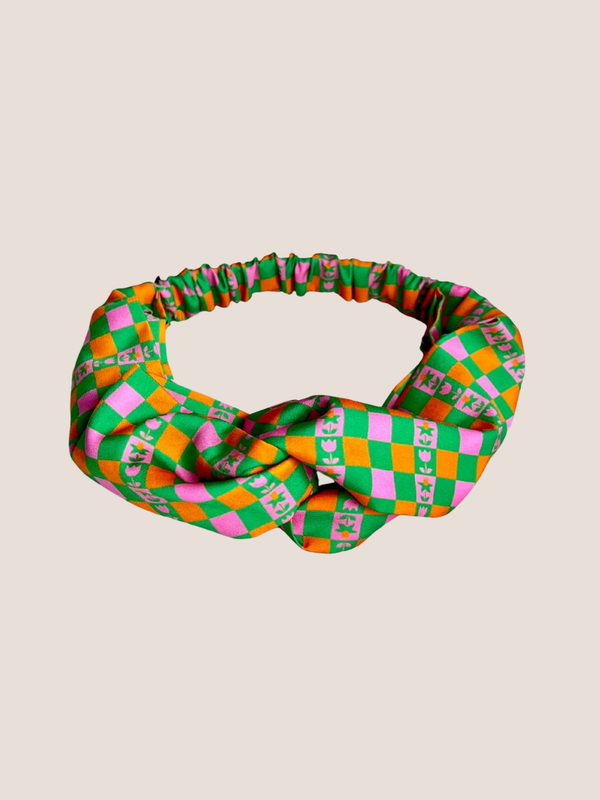 Caissa Turban Headband Green and Orange