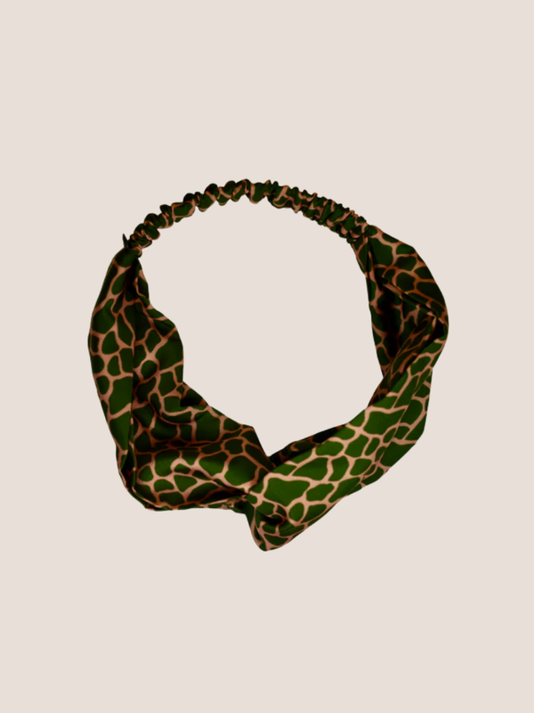 Mosaic Print Green and Pink Twist Knot Headband