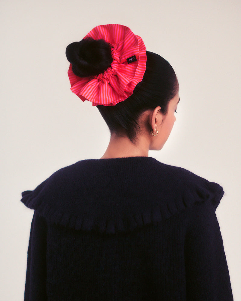 Halo Scrunchie – Red and Pink Stripe