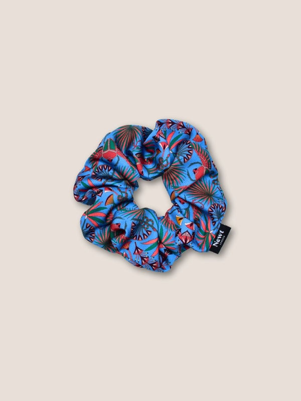 Khepri Print Cornflower Blue Hair Scrunchie