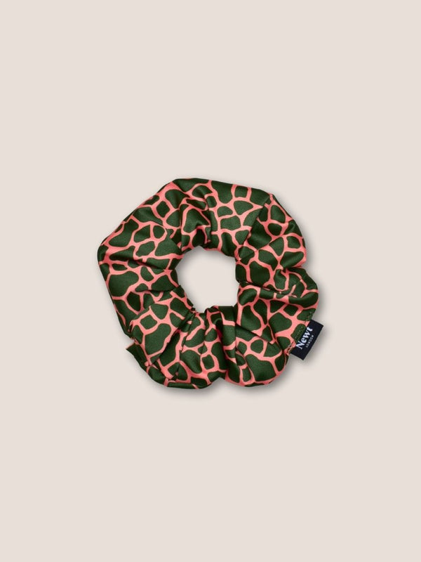 Mosaic Print Green and Pink Hair Scrunchie