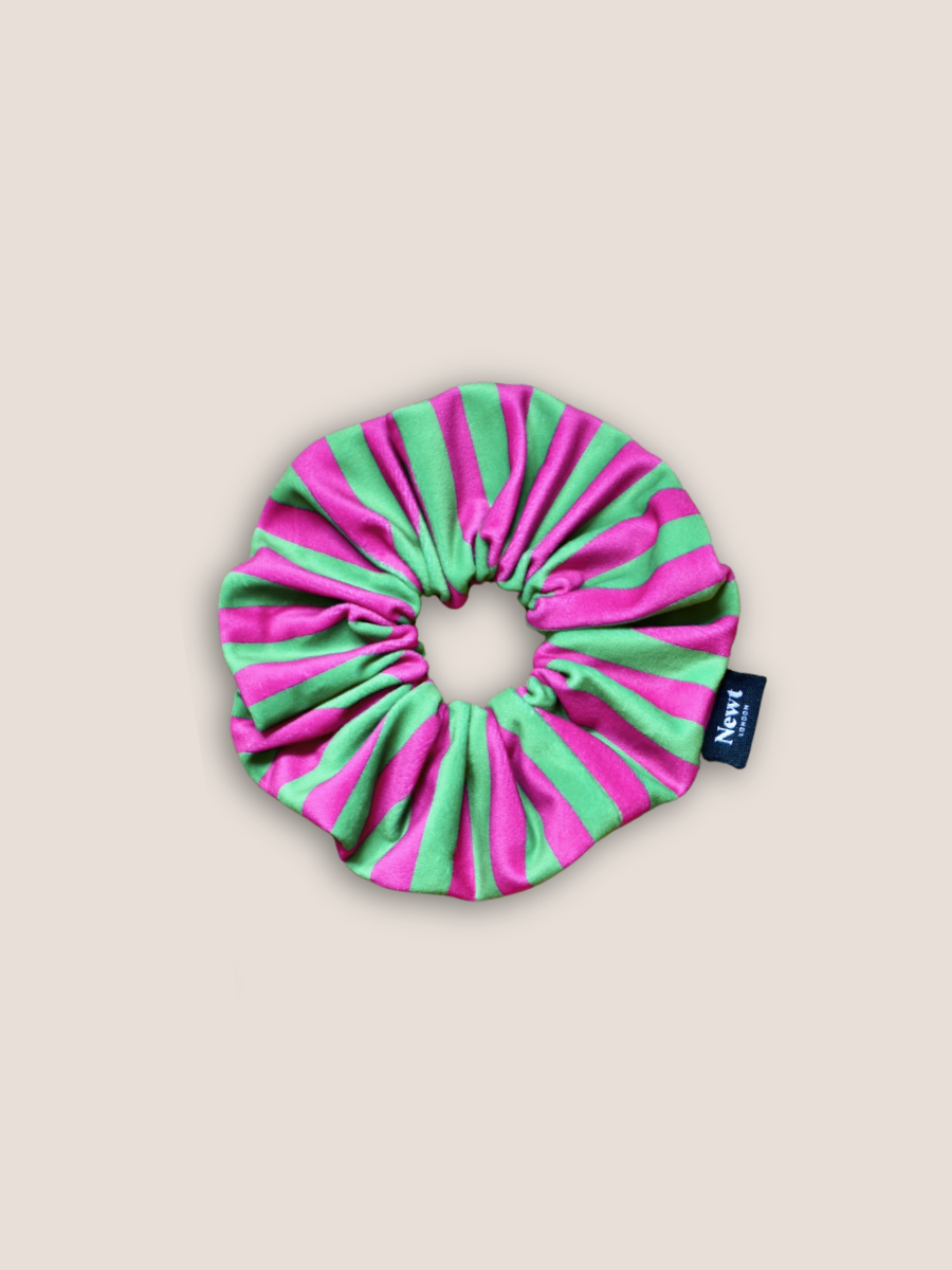 Icon Velvet Scrunchie – Pink Stripe