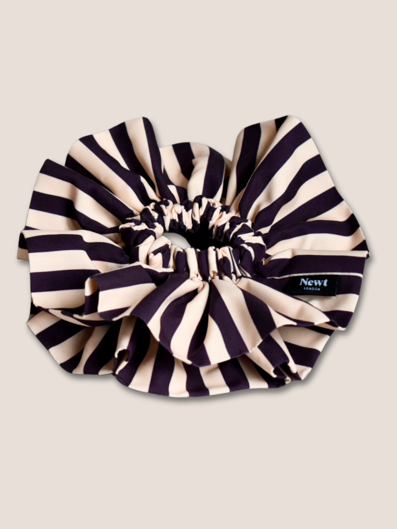 Halo Scrunchie – Aubergine and Cream Wide Stripe