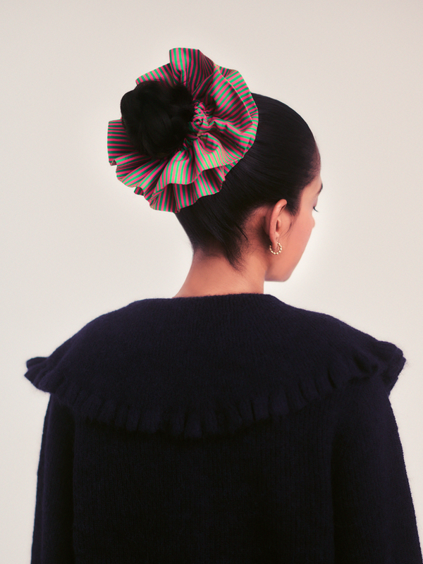 Halo Scrunchie – Green and Pink Stripe
