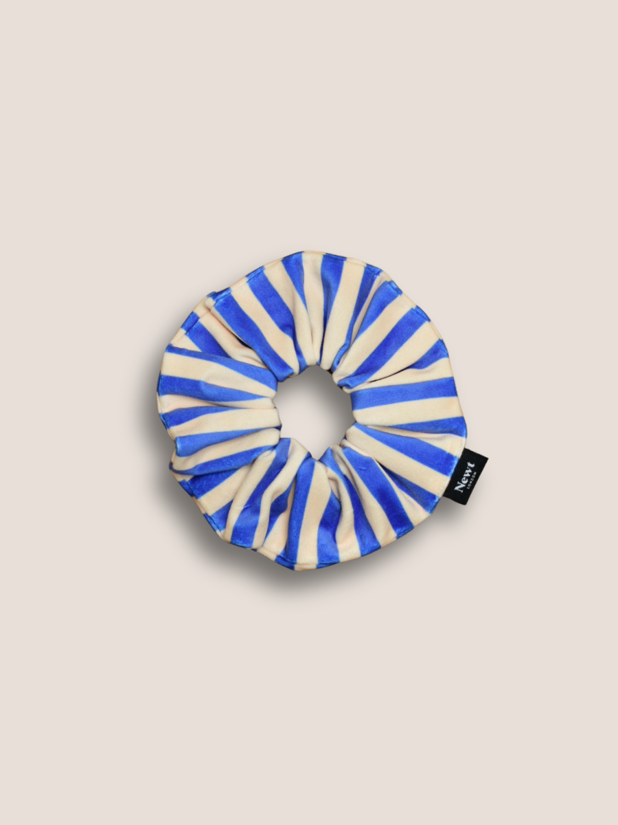 Icon Velvet Scrunchie Blue Stripe