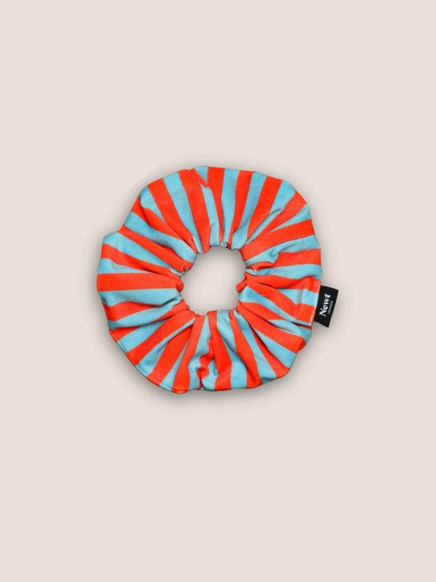 Icon Velvet Scrunchie Turquoise Stripe