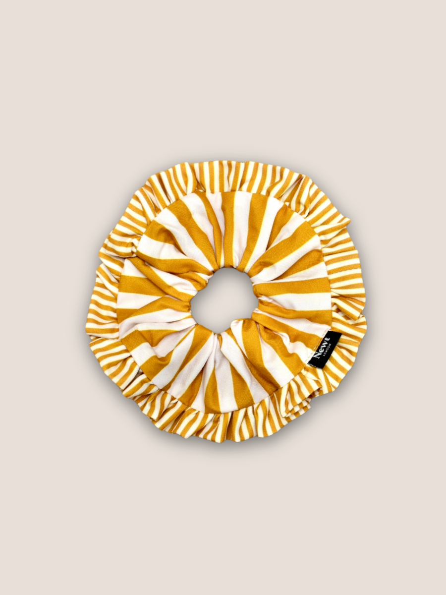 Swirl Scrunchie Yellow Stripe
