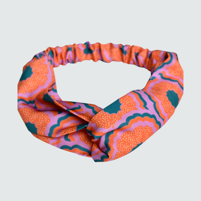 Zesty Print Orange Turban Headband