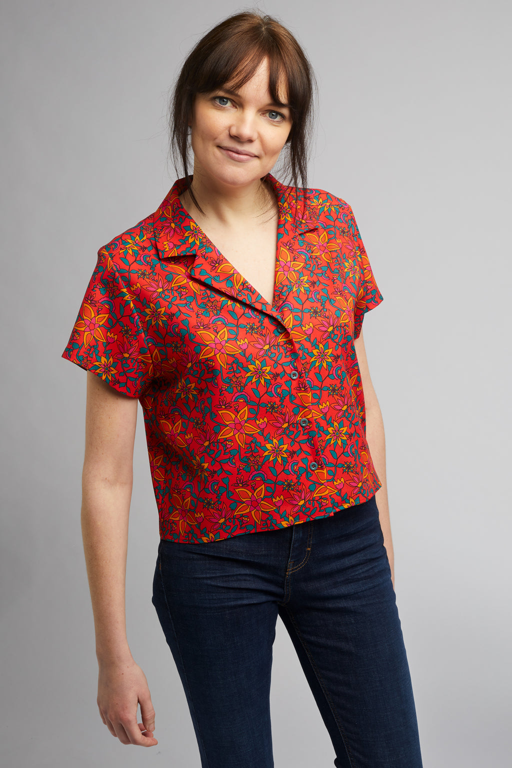 Cropped Cuban Collar Shirt Kampot Print