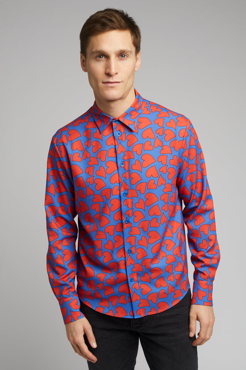 Classic Long Sleeve Shirt Heart Print