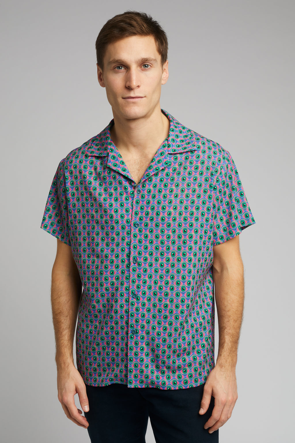 Cuban Collar Shirt Eye Print