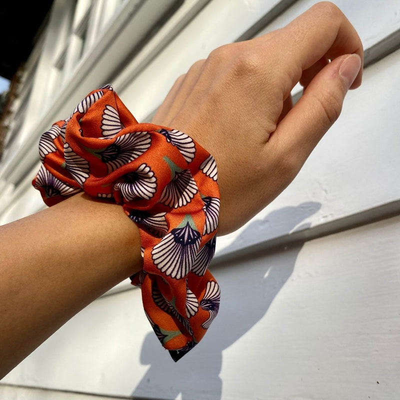 Matsuri Print Hair Scrunchie Orange