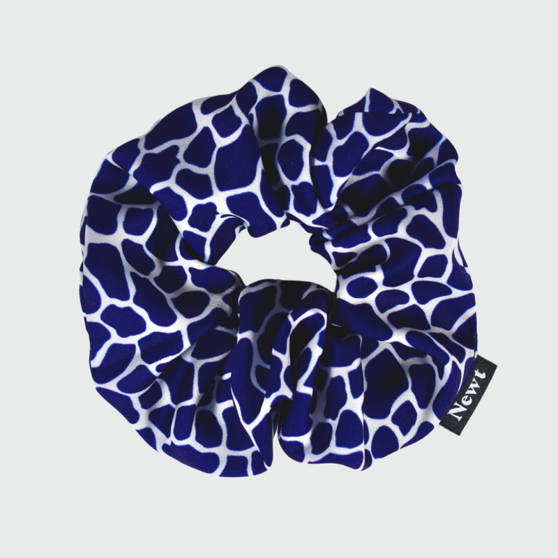 Mosaic Print Navy Silky Scrunchie