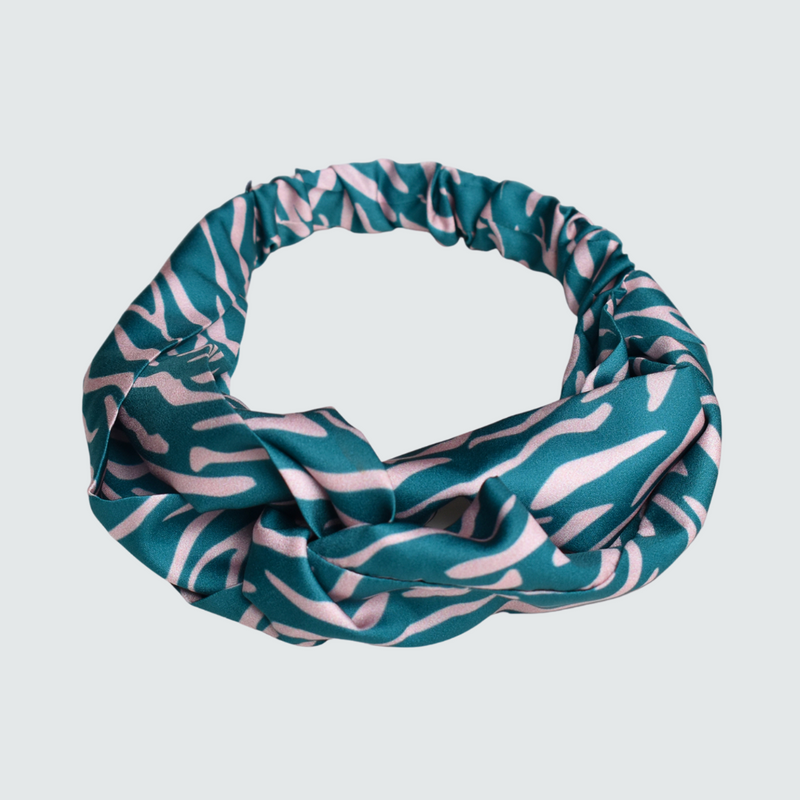 Green Shima Print Turban Headband