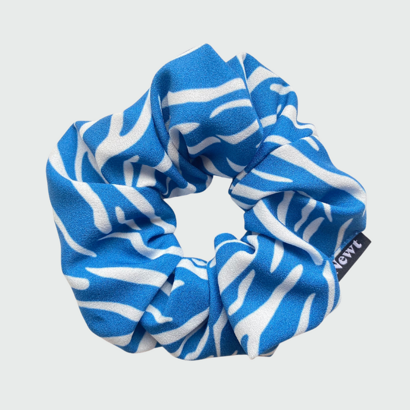 Blue Shime Print Silky Scrunchie