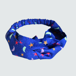 Friendly Moons Print Blue Turban Headband
