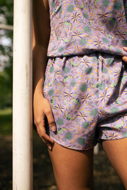 Silky Cami and Shorts Khepri Print Lilac