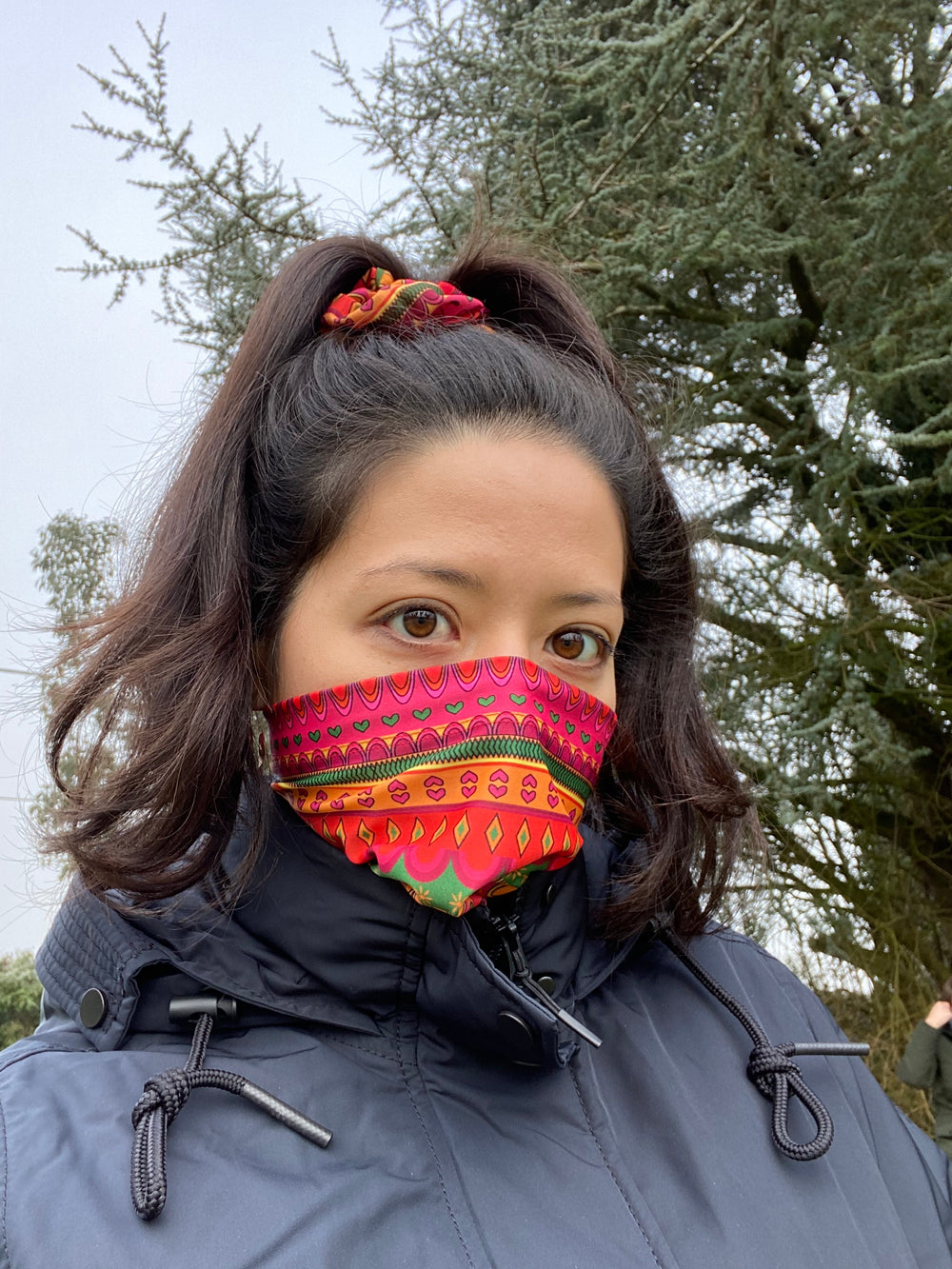 Red print snood neck warmer