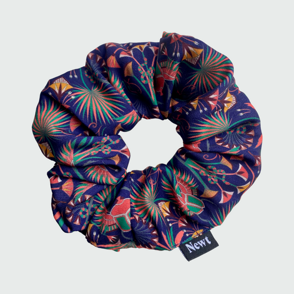 Navy blue sustainable hair scrunchie handmade in the UK for thick hair