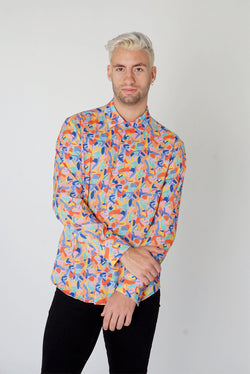 Men's Classic Long Sleeve Shirt in Kefi Print
