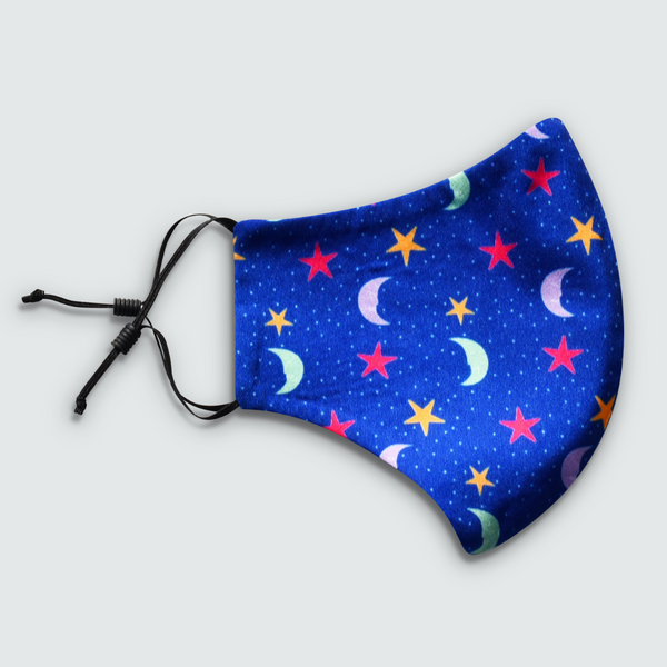 Friendly Moons Print Blue Reusable Face Mask